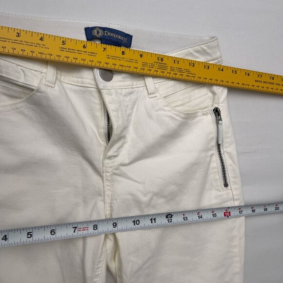 Democracy Ab Solution Stretch Side Zip Boyfriend Jeans White 8.5" Rise Womens‎ 2 - Picture 10 of 12